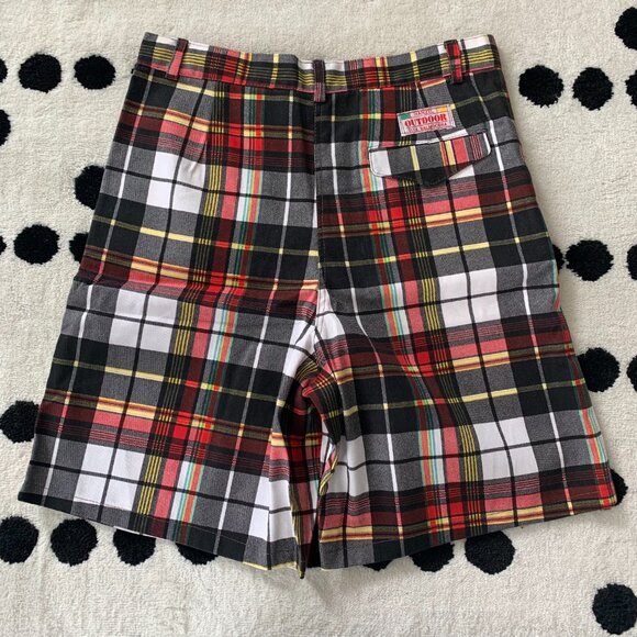 Vintage 70s Pleated High Rise Plaid Bermuda Trouser Shorts - Picture 4 of 10